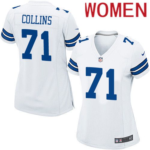 Women Dallas Cowboys #71 Lael Collins Nike White Team Game NFL Jersey->women nfl jersey->Women Jersey